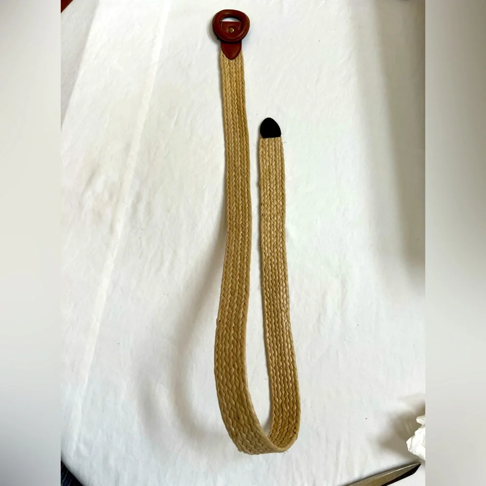 Women's Woven Tan Belt with Brown Accent